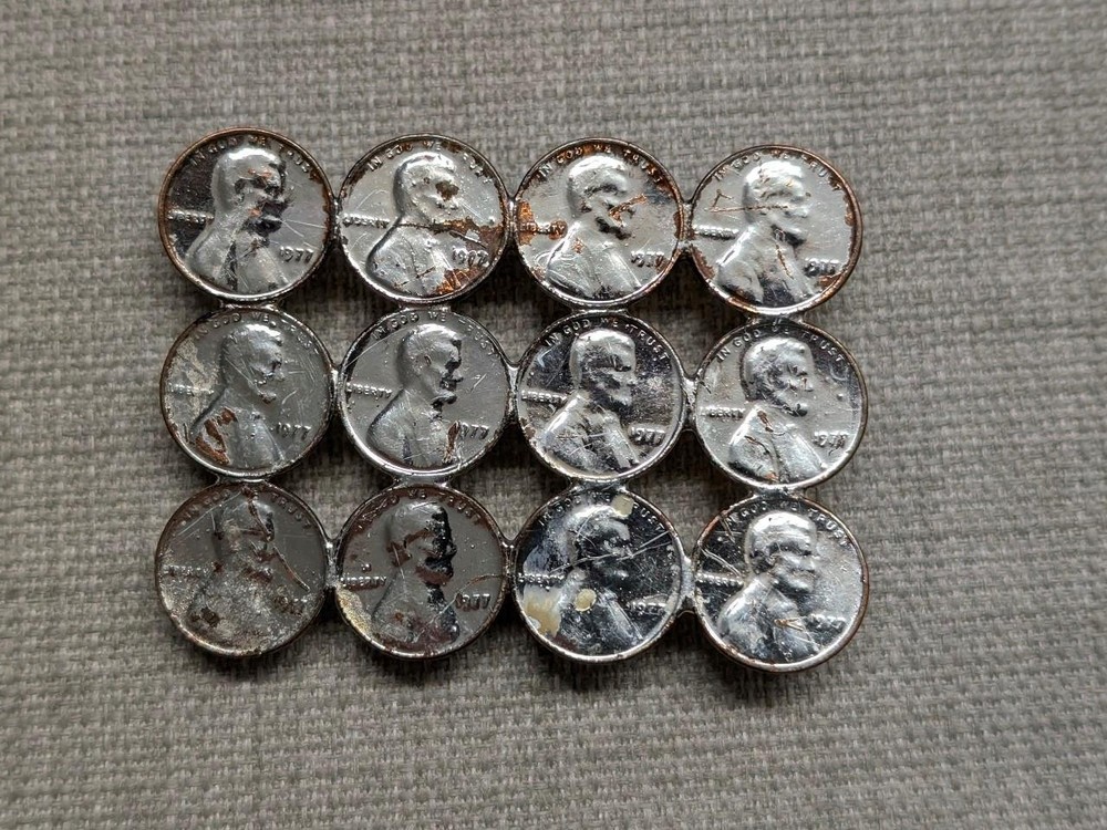 vintage 1970s handcrafted PENNY belt buckle LINCOLN coins WESTERN cowboy USA
