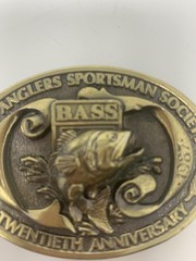 Vintage 1987 BASS Anglers Sportsman Society Belt Buckle 20th Anniversary Limited