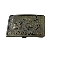 Vintage 1980s 4 Wheeling Jeep Belt Buckle Cast Metal Off Road Trail Riding Gear