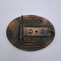 Vintage The Mutual Life First in America Insurance Advertising Metal Belt Buckle