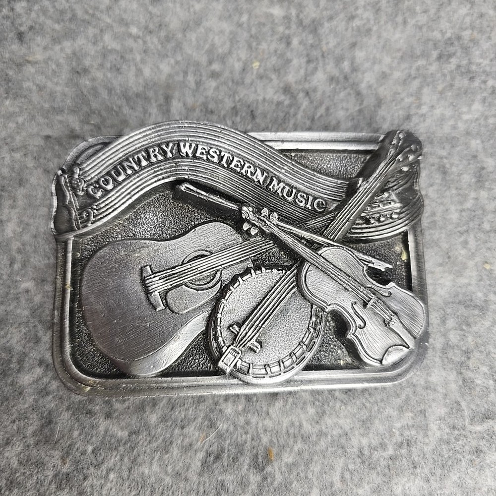 1984 Bergamot Brass Works Country WestMusic Belt Buckle Fiddle & Banjo & Guitar