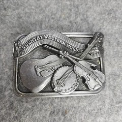 1984 Bergamot Brass Works Country WestMusic Belt Buckle Fiddle & Banjo & Guitar