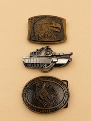 Vintage Belt Buckle Lot Western Patriotic Military Eagle Mixed Designs 3 Pc