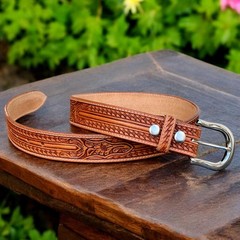 DANIEL&rsquo;S ARTPLANET Western Leather Belt for 38 (fits size 36 jeans), Brown