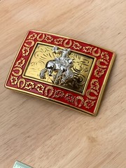 Western Buckle Gold Silver Red Horse Rider Cowboy Fit 2 » Hebilla Vaquero