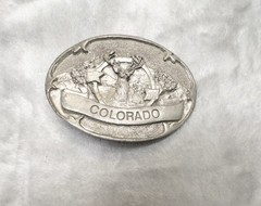 Vtg 1984 Paula Freed Artist Colorado Western Belt Buckle 3”x2.25”
