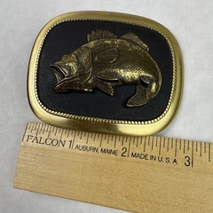 Vintage Large Mouth Bass Belt Buckle Made in USA 2.75” x 2.25” Good Weight Clean
