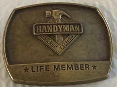Handyman Club Of America Life Member Tool Shop Carpenter Mens Brass Belt Buckle