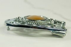Horseshoe western belt buckles for men brown oval agate stone