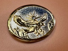 Majestic American Eagle Flying Wings Wide W/ Starburst Two Tone NOS Belt Buckle