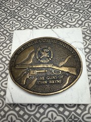 NRA Member Commemorative Brass Belt Buckle, “The Guns Of John Wayne.”