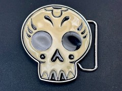 White Skull Mexican Katrina Dia De Muertos Day Of The Dead Cutout Belt Buckle