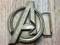 Marvel Comics Avengers Superhero Movie Logo Silver Color Used Belt Buckle