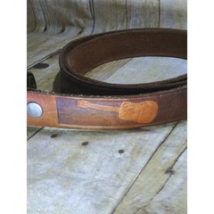 Vtg Banjo & Guitars Belt Leather Country Blue Grass Music Belt