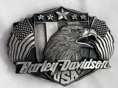 Harley Davidson Belt Buckle USA American Flag Bald Eagle D-88 Harmony 1988