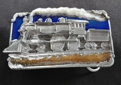 AMERICAN 4-4-0 TRAIN RAILROAD STEAM ENGINE BELT BUCKLE SISKIYOU MADE IN USA
