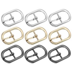 9Pcs 1&Prime; Single Prong Metal Roller Pin Belt Buckles Black/Silver/Light Gold