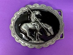 End of the Trail Native American Indian Saga Enameled Silver Color Belt Buckle