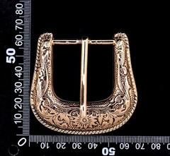 Gold Western Floral Engraved Cowboy Belt Buckle Three Piece Set Unisex 1-1/2&Prime;