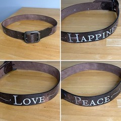 Rare VTG Peace Love Happiness Hippie Belt Boho Leather Unisex Dillon Rogers Read