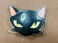 Black Kitty Cat Cartoon Anime Novelty Gift Enamel Belt Buckle