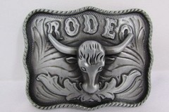 Texas Men Silver Metal Cowboy Western 3d Belt Buckle Rodeo Bull Head Skull TX