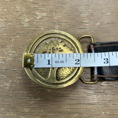 Brass BTS Big Tree Belt Buckle w/Brown Leather Western Hippie Boho Belt Size 38