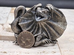 Vintage Frilled Lizard Pewter REPTILE Belt Buckle Australian Animal Series