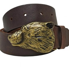 Vintage Brass Bear Head Belt Buckle 3D Grizzly Western Heavy Snap On Gift