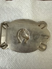 2 Lot Silver Tone Horse, Long Horn, Southwestern Mixed Metal Belt Buckles