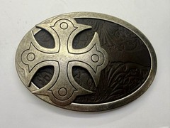 Maltese Celtic Iron Cross Gothic Punk Biker Black & Silver Color Belt Buckle