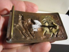 VINTAGE COW ROPING WESTERN SCENE HIGH RELIEF BELT BUCKLE – GW-16