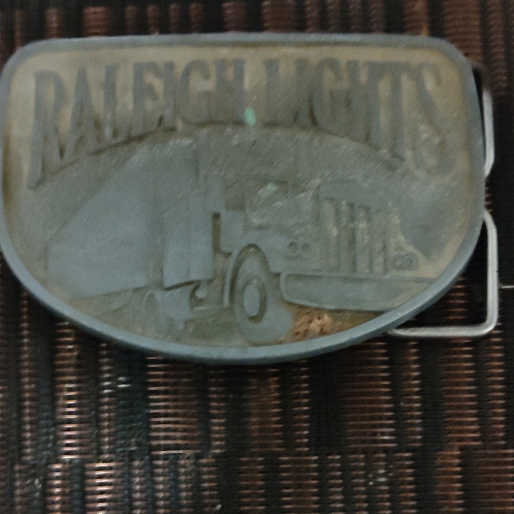 Raleigh Silver Metal Western Belt Buckle Truck Graphic 1.5in