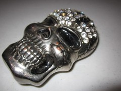 Rhinestone Covered Skull Head Belt Buckle Extremely Rare Find!!!