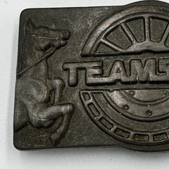 Vintage Teamster Belt Buckle Trucking Union Horse Semi Truck Metal Americana