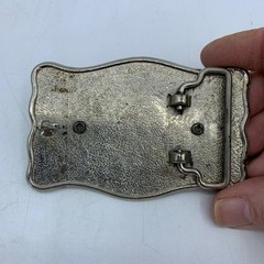 Vintage Western Belt Buckle Silver Tone Floral Engraved Scroll Rockabilly Rodeo