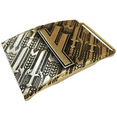 Fehu runic brass belt buckle, Feoh Wealth Rune Seltic Old Norse Scandinavian