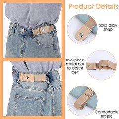 Ptwola 2 Pcs Men Side Belts No Buckle Elastic Belt Without One Size, Beige