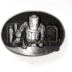 Vintage Welder Welding Award Design Medals Inc Oklahoma Diecast Belt Buckle