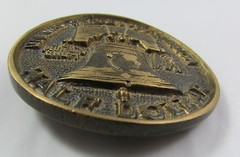 Vintage Solid Brass American Half Dolar Liberty Bell Patriotic Belt Buckle #873