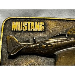 Vintage 1981 The Buckle Connection P-51 Mustang Airplane Belt Buckle Brass Tone