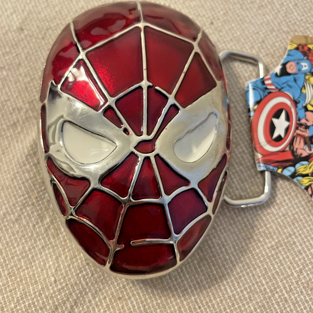 Spider-Man Marvel Comics Belt Buckle Metal Red Silver Superhero