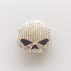 Bright Silver Plated Rhinestones Bling Skull Belt Buckle Boucle de ceinture
