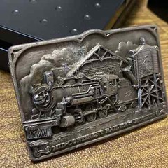 Vintage Pewter Mid Continental Railway Museum Wisconsin Engine Train Belt Buckle