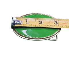 Green Enamel Oval Men&rsquo;s Belt Buckle Gold Tone FORNASH