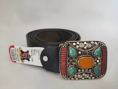 Tibetan Silver Belt Buckle Leather waist trap Turquoise Coral Clasp, B17