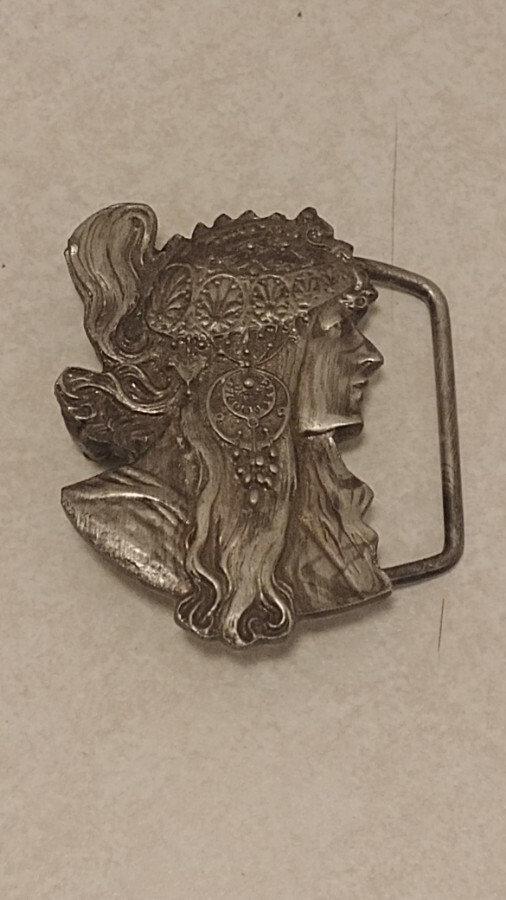 Vintage Indian Woman Girl Head Belt Buckle By Wyoming Studio Art Works