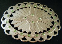 Western Cowgirls Rodeo Green Rhinestones Sexy Flower Belt Buckle