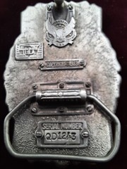Vintage Open Wing Bikers Eagle Enameled Belt Buckle Scrolled background , 1983
