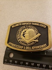 Willamette Carpenter Training Center Belt Buckle HANDMADE SAND-CAST SOLID BRASS